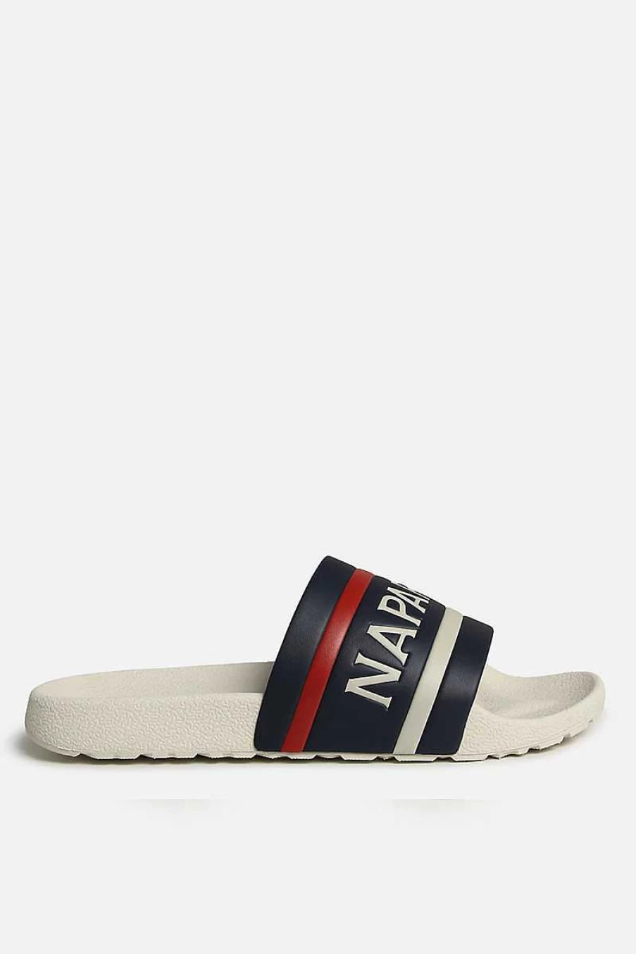 Napapijri Men's White and Navy Beach Slippers NP0A4GTV - Comfortable Summer Sandals for Men