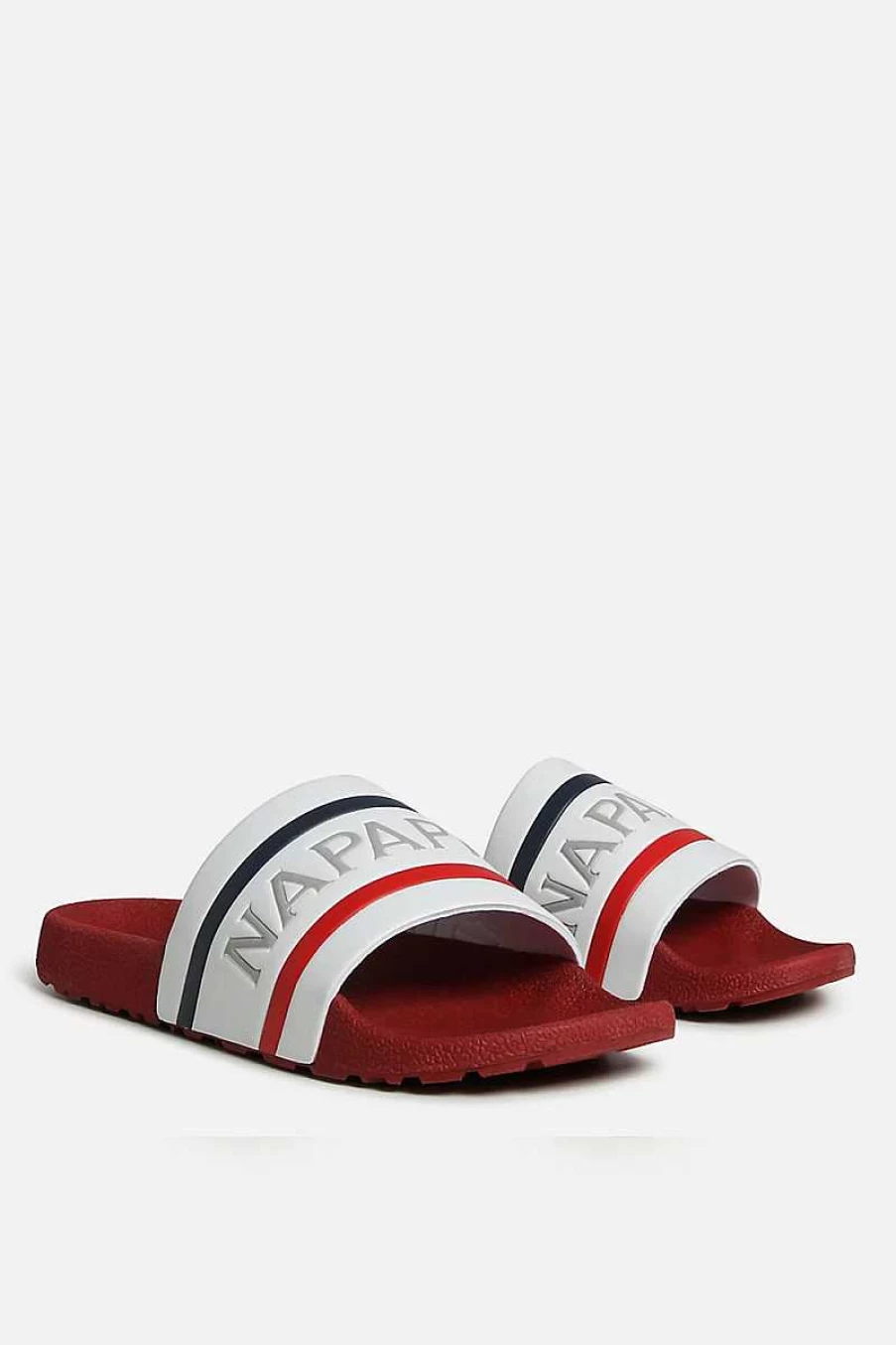 Napapijri Men's Beach Slippers in Red, White, and Navy Colors - Comfortable Summer Footwear