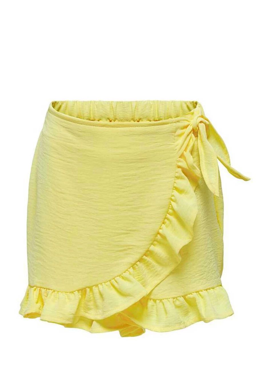 Only Girls' Yellow Denim Short Skirt - Trendy High Waist Summer Skirt for Teens