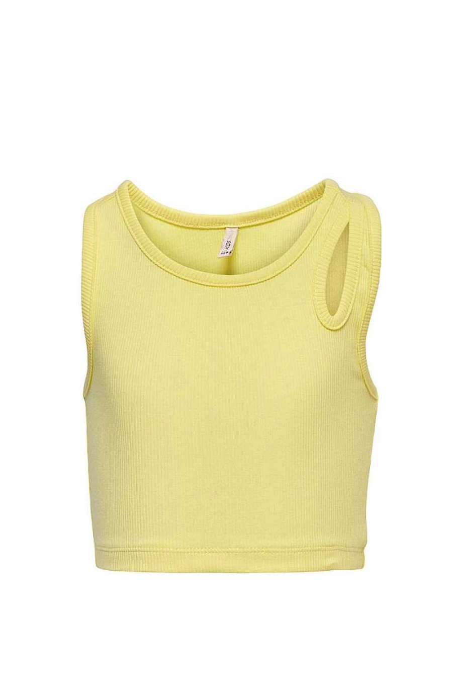 "ONLY Girls' Ribbed Short Sleeve Top in Yellow | Style 15263437"