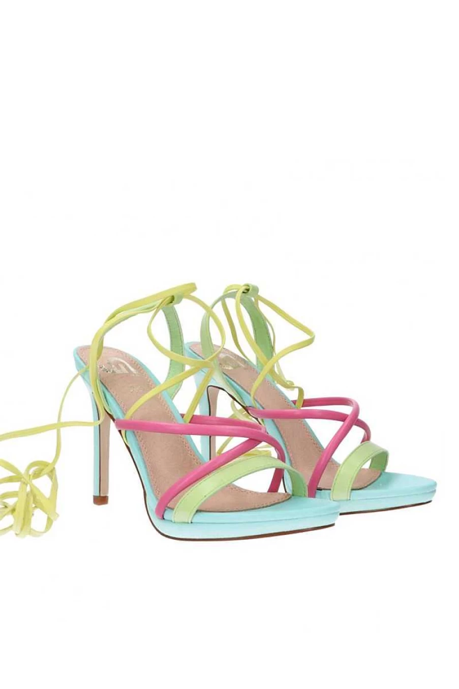 Gold&Gold Women's Blue Gd800 Multicolor High Heel Sandals