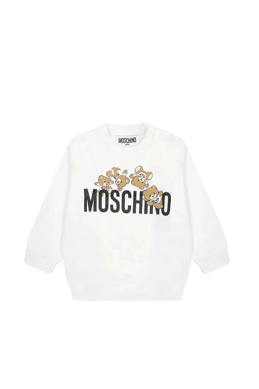 Moschino Kids White Sweatshirt Mzf04Q-Lca19 | Boys & Girls Casual Pullover Hoodie