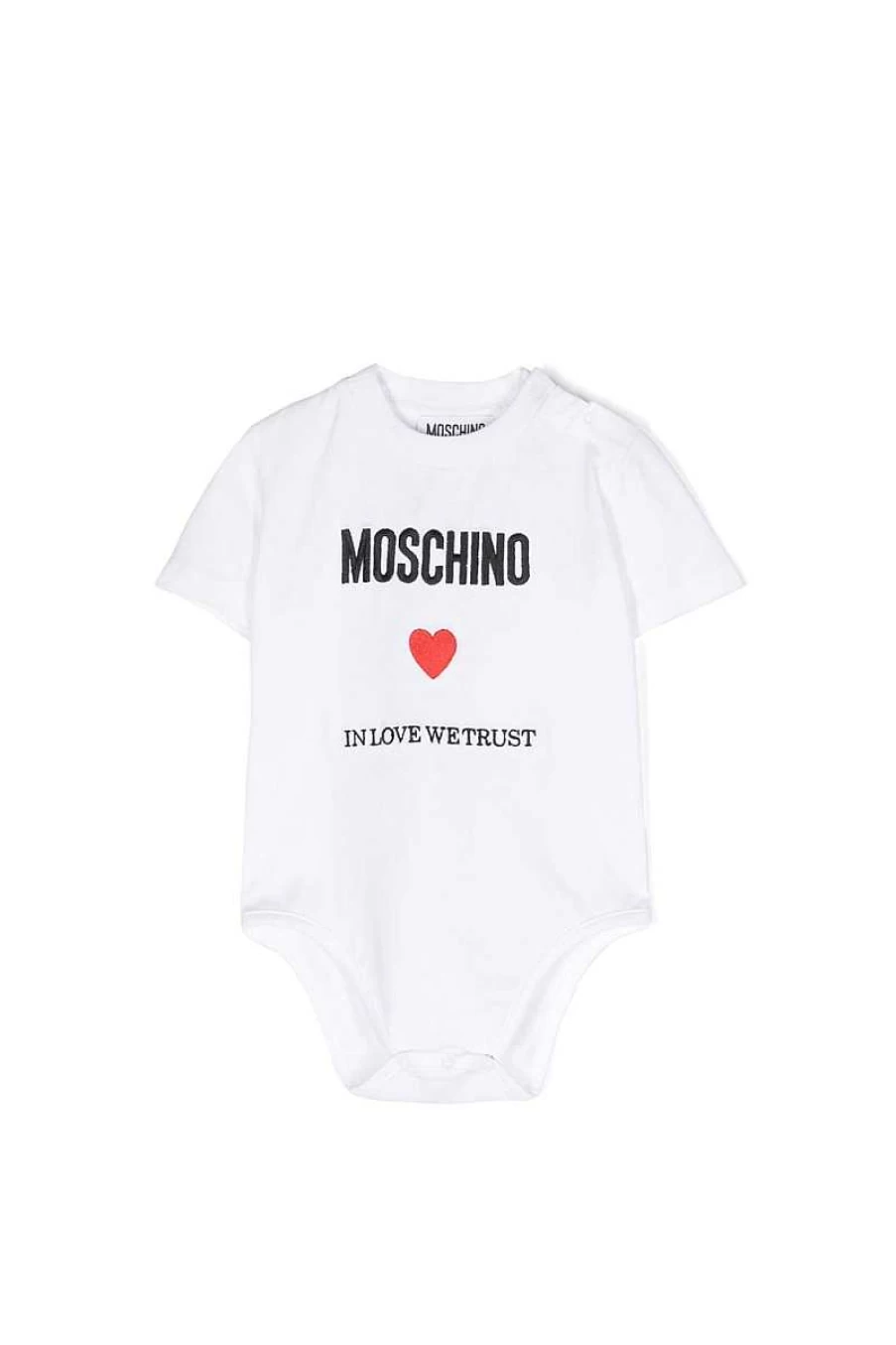 Moschino Kids White Body MUY06E-LAA22 Baby Romper for Boys and Girls