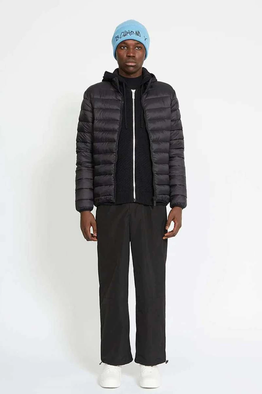Richmond Men's Black Padded Jacket - Zatio Uma23074Pi Winter Coat for Men