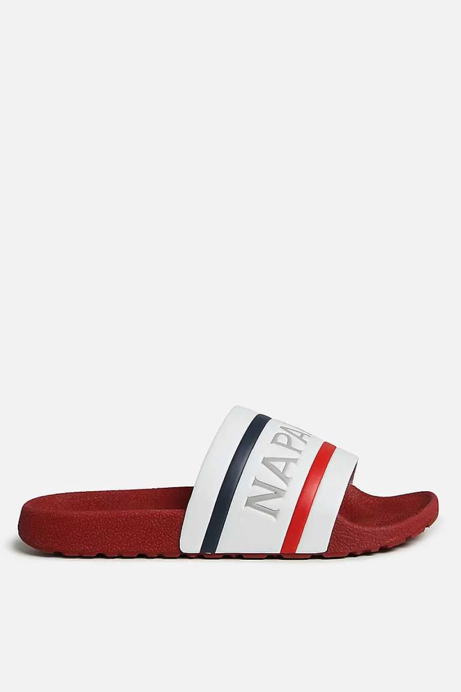 Napapijri Men's Beach Slippers in Red, White, and Navy Colors - Comfortable Summer Footwear