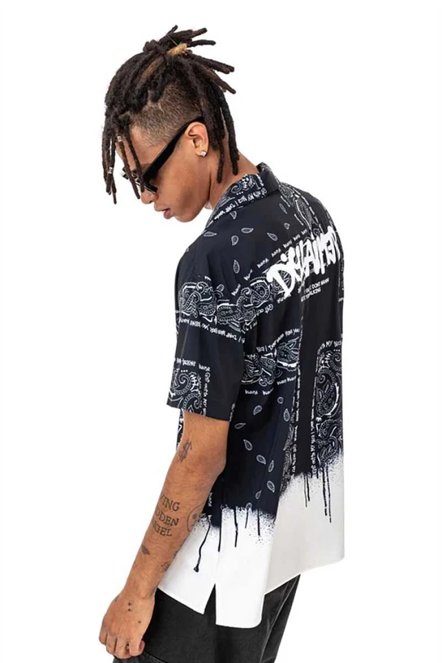 Disclaimer Men's Black Paisley Print Shirt - Stylish Casual Button-Up for Men