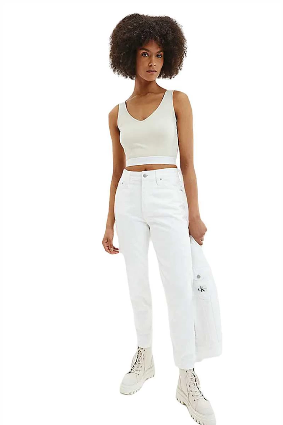 Calvin Klein Women's High-Rise Mom Jeans in Light Wash Denim - Classic J20J218514 1Aa Style