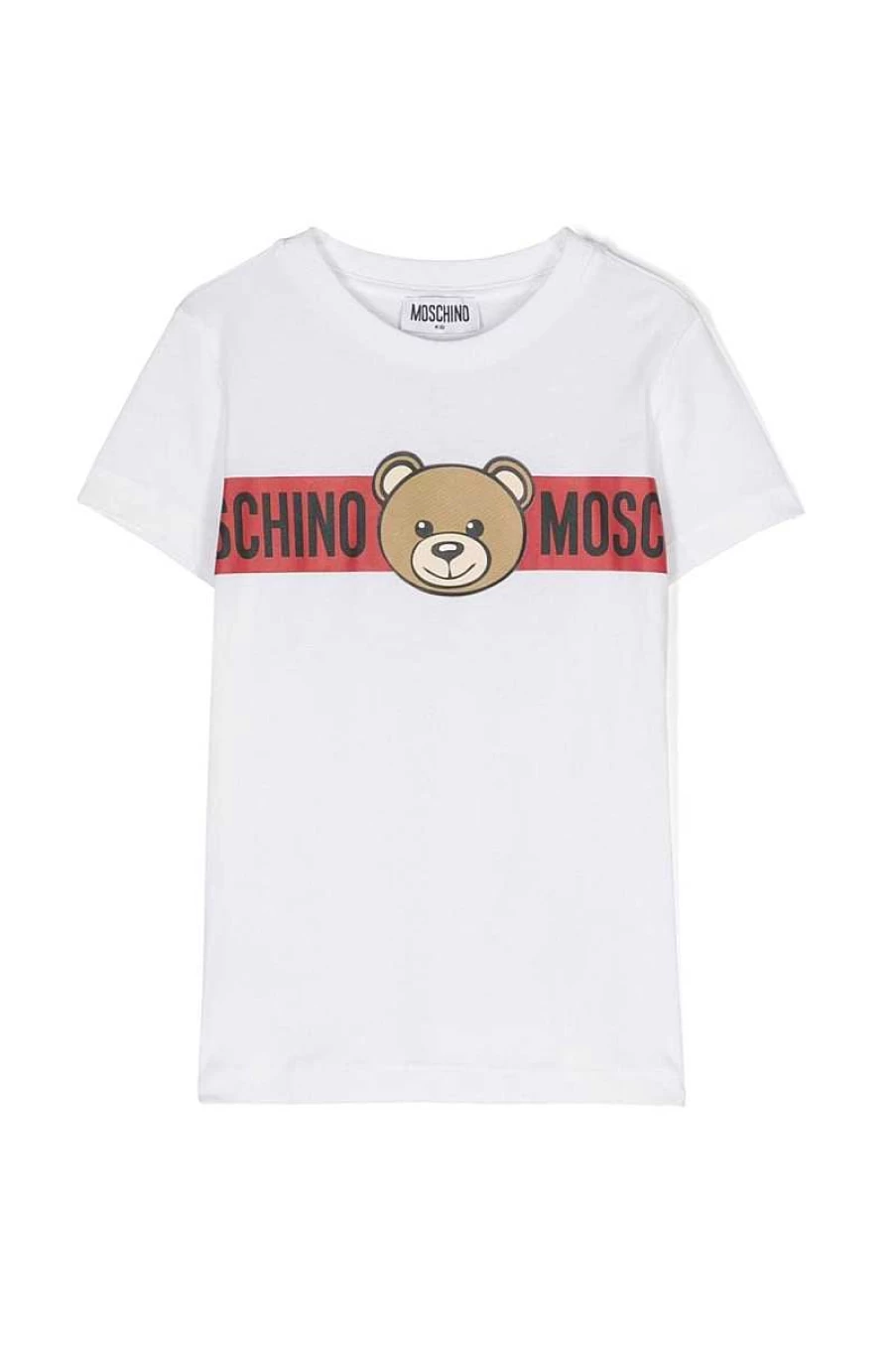Moschino Kids White Graphic T-Shirt Hum04Q-Laa03K for Children