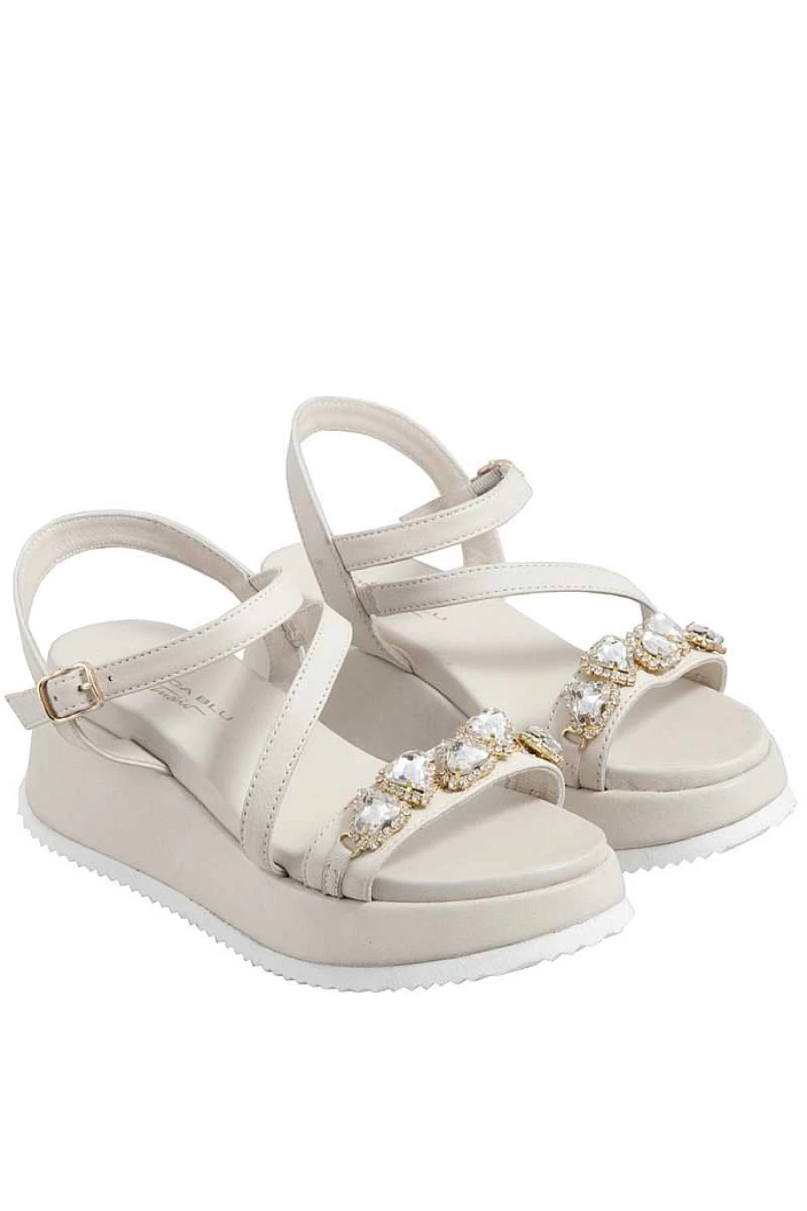 Tosca Blu Women's Loano Nappa Leather Wedge Sandals - SS22392351 in Milk White