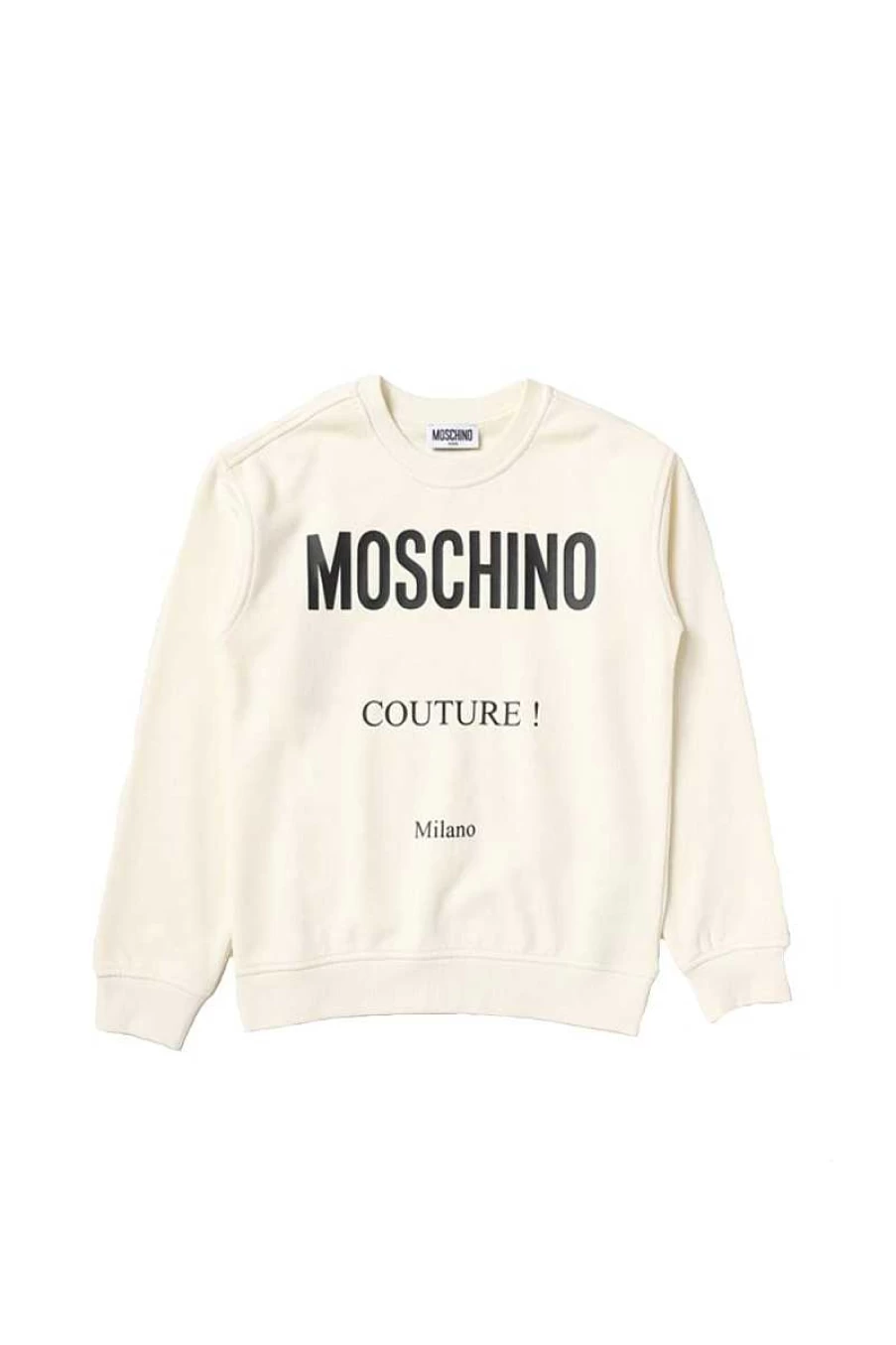 Moschino Kids Milk Cream Embroidered Logo Sweatshirt | Hnf06O-Lca23