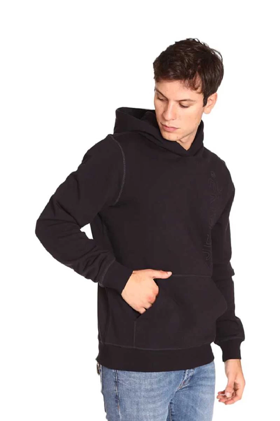 Liu Jo Men's Black Hoodie - M223P203 Mirror Design Casual Pullover