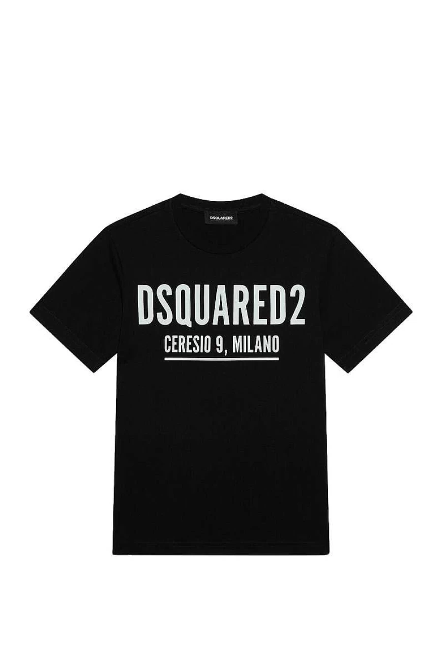 Dsquared Kids D2T752U Relax Fit T-Shirt Dq0728-D002F Black Cotton Casual Tee for Children