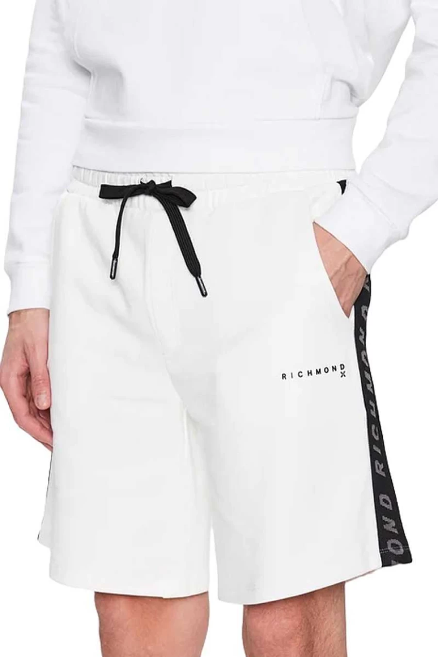 Richmond Men's Fleece Bermuda Shorts - Gisel Ump23037Be Optical White Comfort Fit