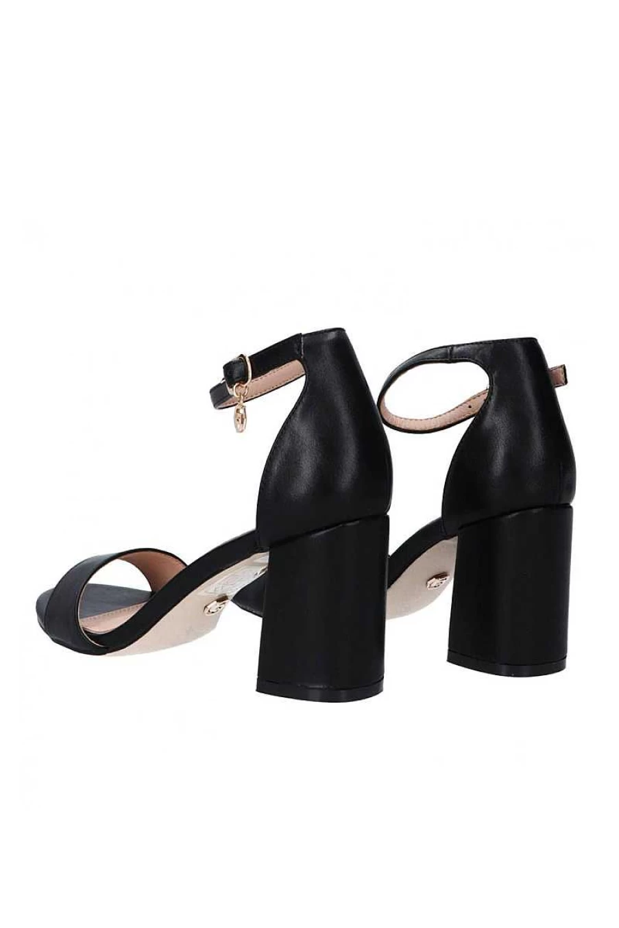Gold&Gold Women's Wide Heel Sandals GD811 - Black Comfortable Summer Shoes