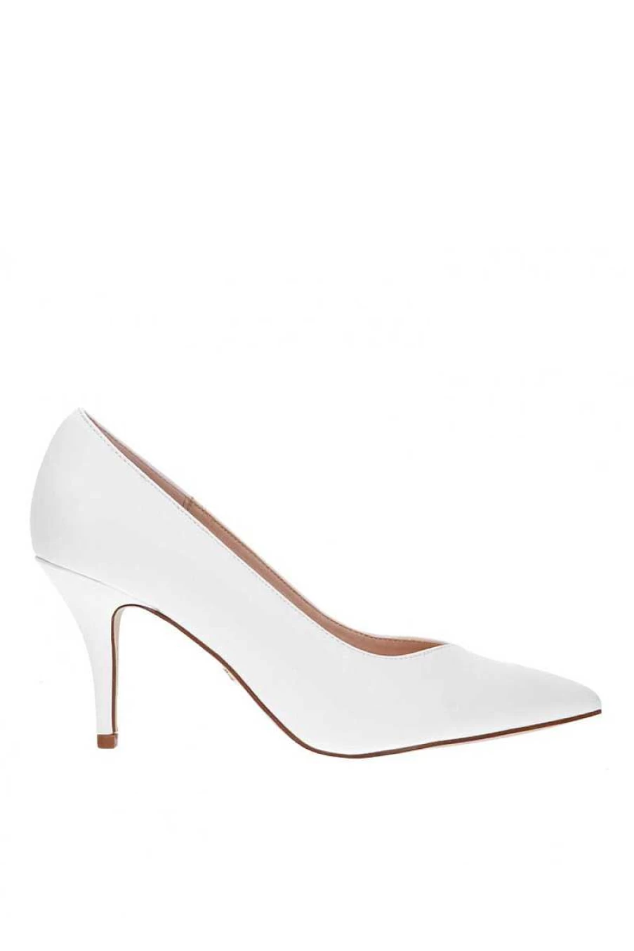 Gold&Gold Women's GD672 White Decollete Heels - Elegant White Pumps for Women