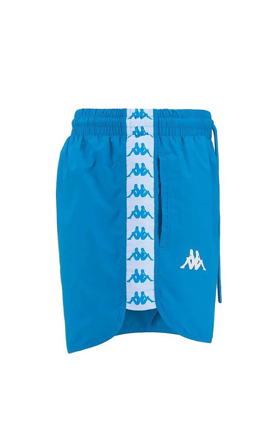 Kappa Men's Swim Shorts - Blue Smurf & White Design - Quick Dry Beachwear for Men