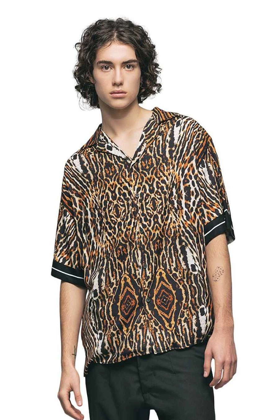 Gaelle Men's Black Animal Print Viscose Shirt - GBU1053 Stylish Casual Wear