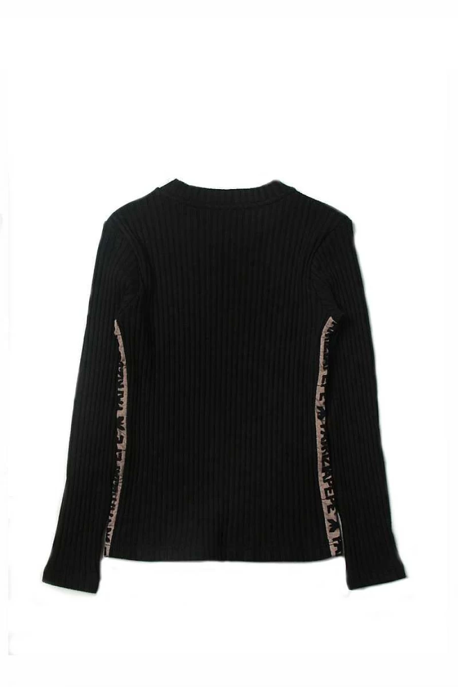 "Patrizia Pepe Ribbed Knit Sweater with Side Lettering for Girls - Black 7M0675/J063"