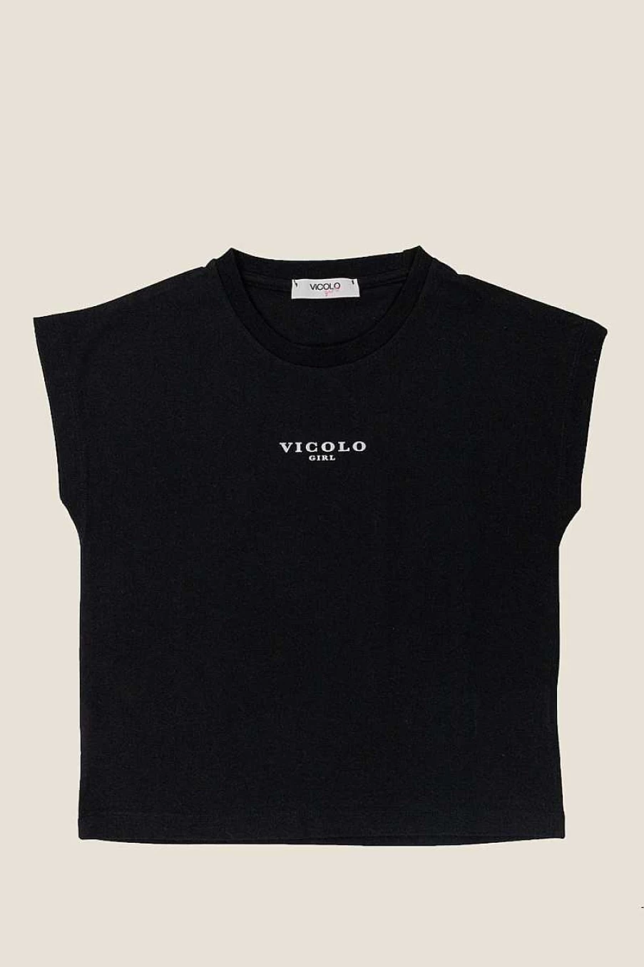"Vicolo Girls' Black Graphic T-Shirt 3146M0589 - Stylish Cotton Tee for Teens"