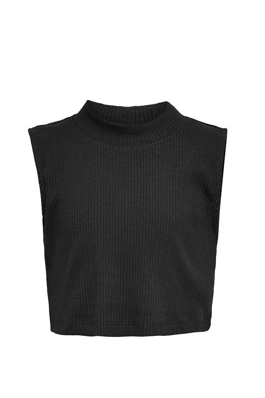 Only Women's Ribbed Top - Stylish Black Knit Shirt for Girls