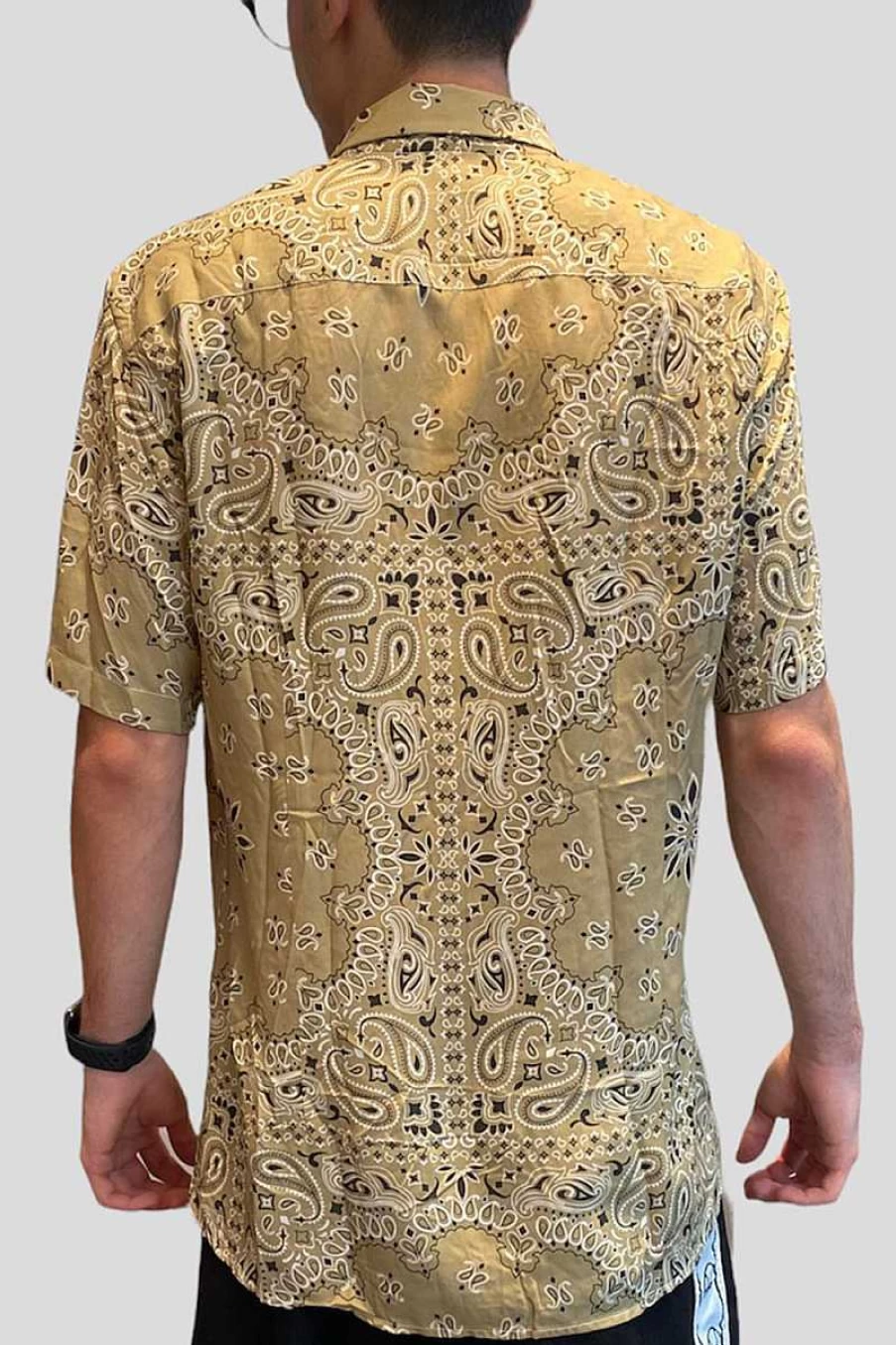 Stilosophy Men's Beige Bandana Shirt - Casual Vintage Style Top for Men