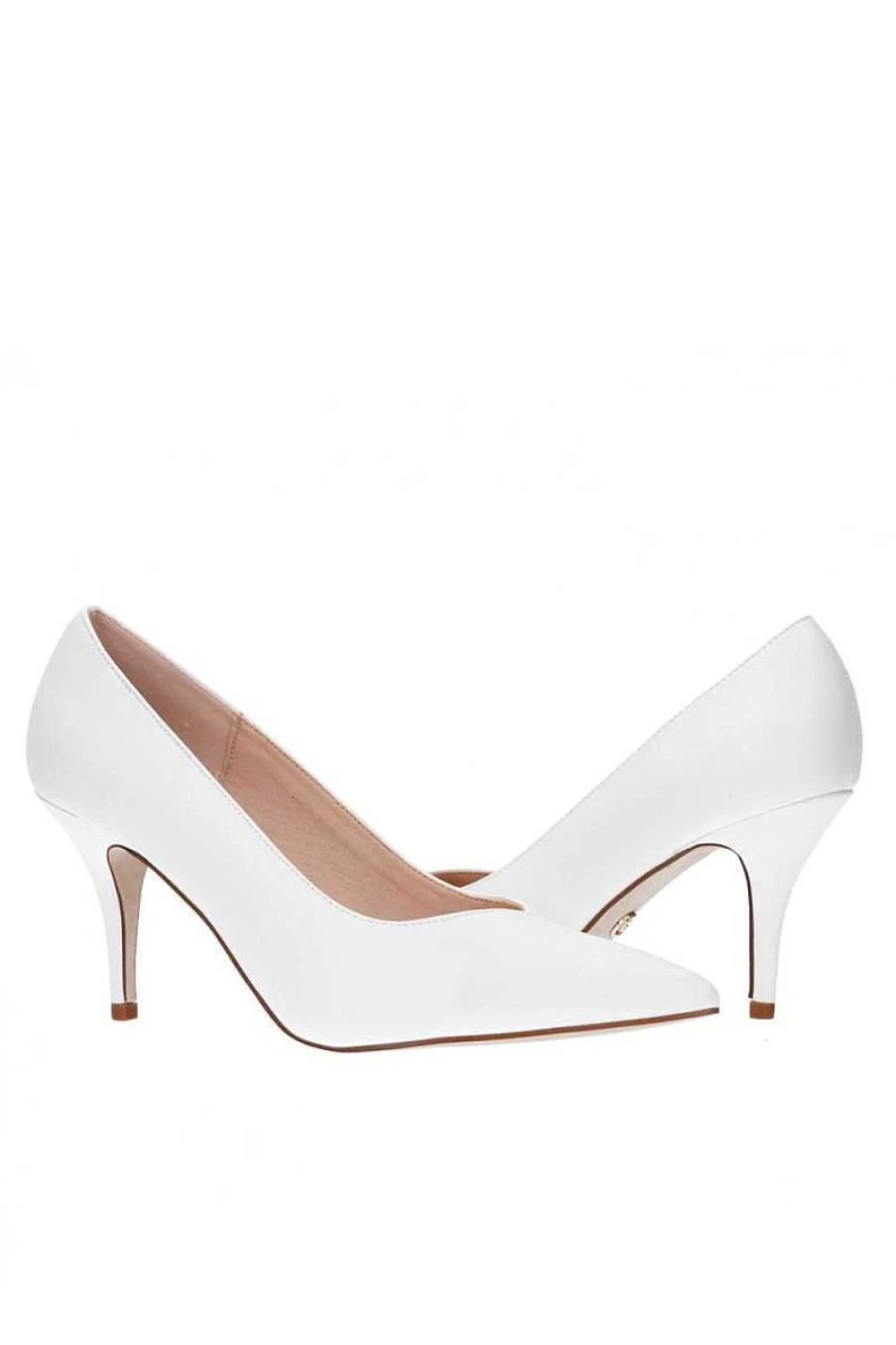 Gold&Gold Women's GD672 White Decollete Heels - Elegant White Pumps for Women