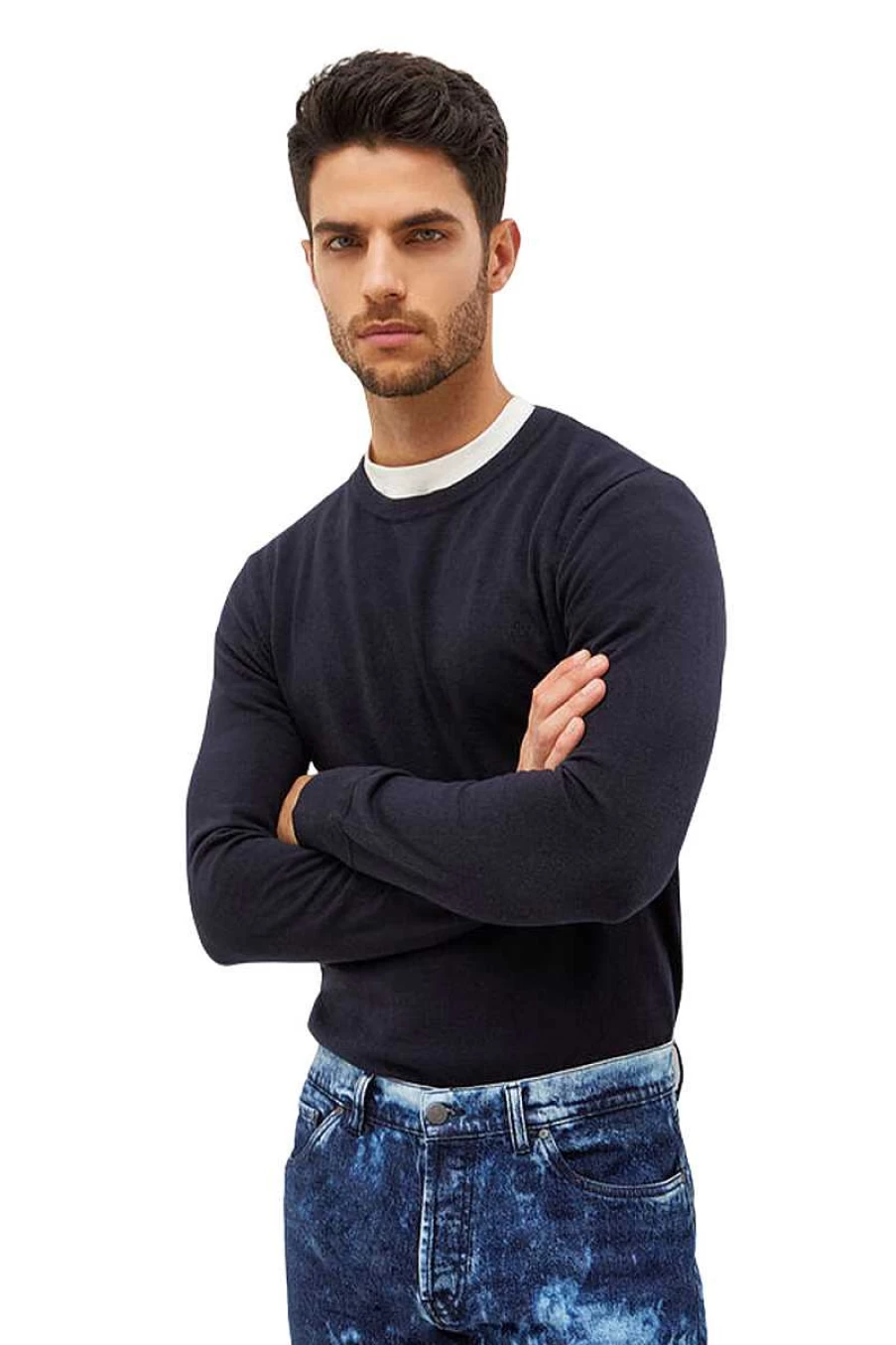 Liu Jo Men's Dark Blue Crew-Neck Sweater M222P202Girofirst 701