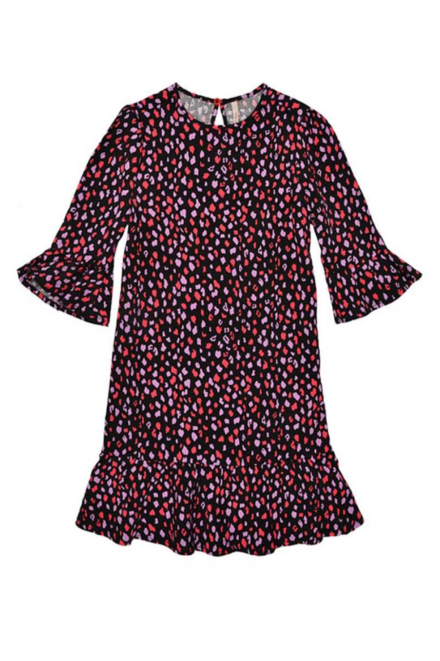 Only Girls Animalier Print Dress in Black, Red, and Purple - Style 15251708