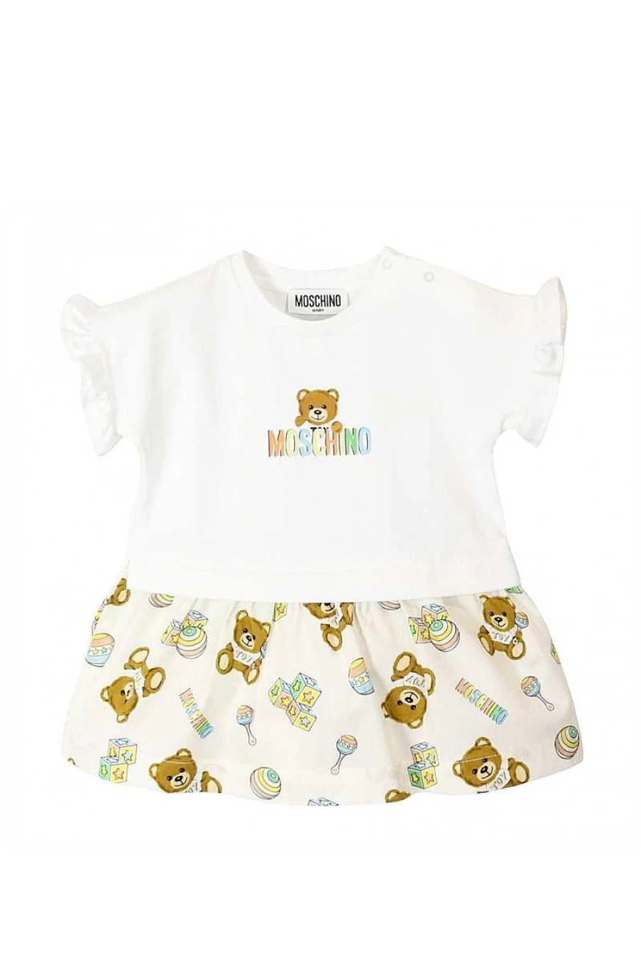 Moschino Kids' Flounce Dress and Pants Set in White & Multi Colors for Girls and Boys