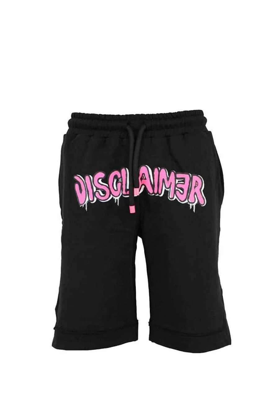 Disclaimer Bermuda Men's Shorts - Black & Fuchsia 23Eds53405