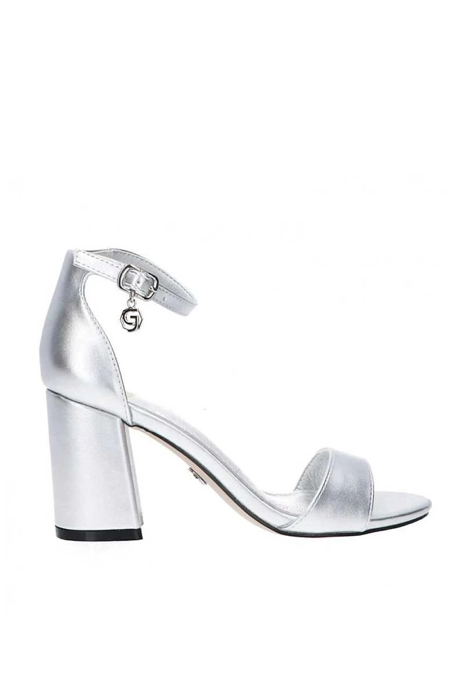 Gold&Gold Women's GD815 Silver Wide Heel Sandals – Stylish Comfort for Women