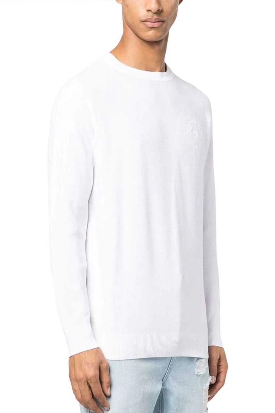 Richmond Men's Optical White Sweater UMP23110MA - Classic Knit Pullover for Men
