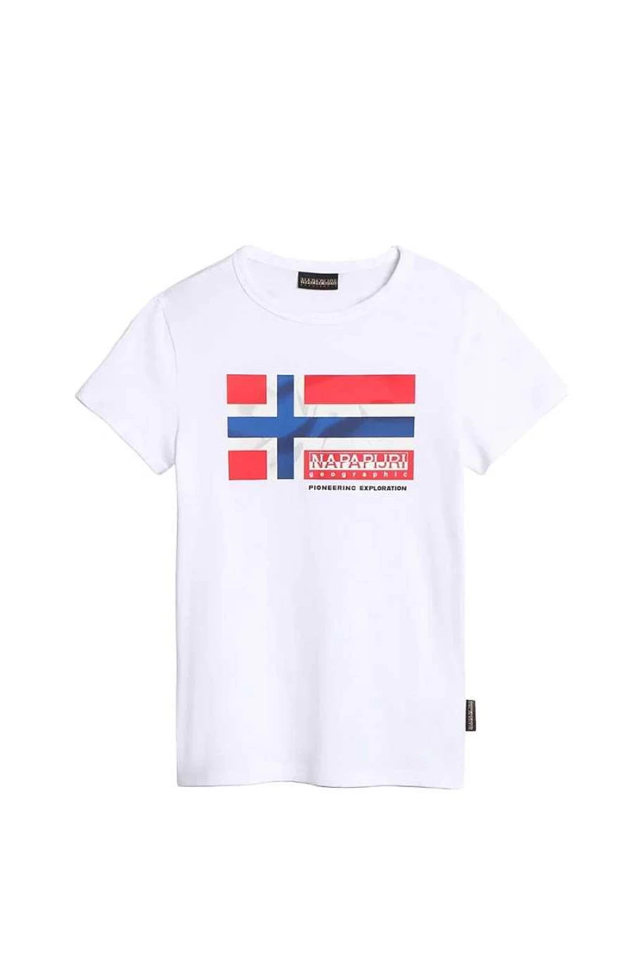 Napapijri Kids' White T-Shirt - K S-Zamora Np0A4H32 Comfortable Cotton Tee for Children