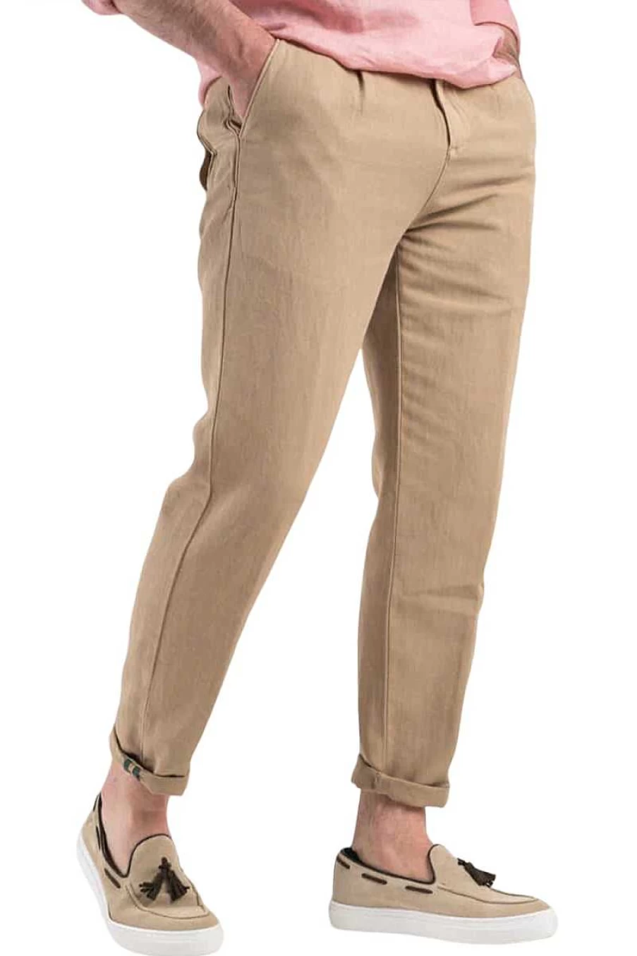 Berna Men's Beige Linen Blend Trousers 230154 - Comfortable Summer Pants for Men