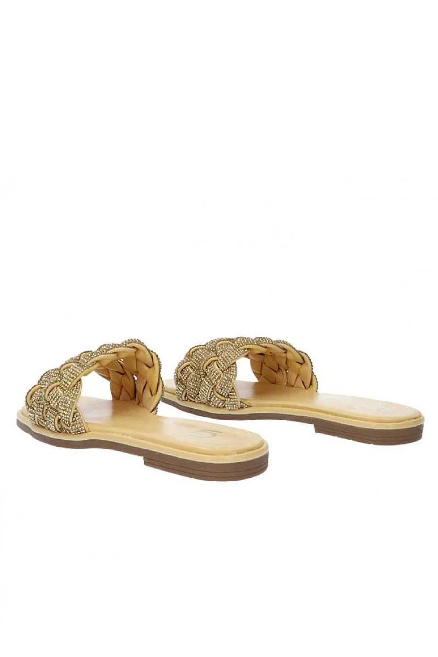 Gold&Gold Women's Weave Slippers GP477 - Comfortable Yellow House Shoes
