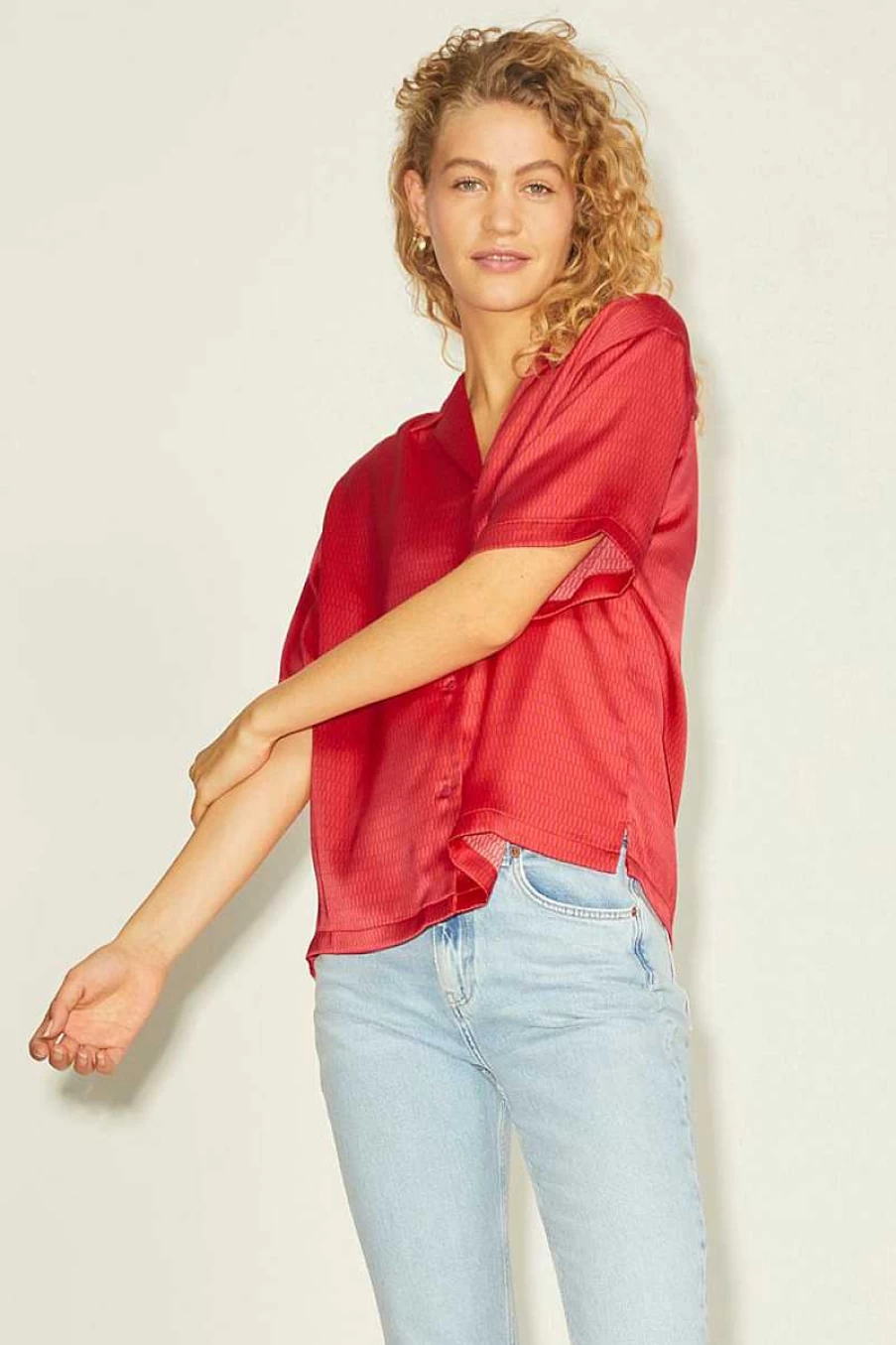 "Jjxx Women's Satin Shirt in Bright Rose - Elegant Blouse 12200153"