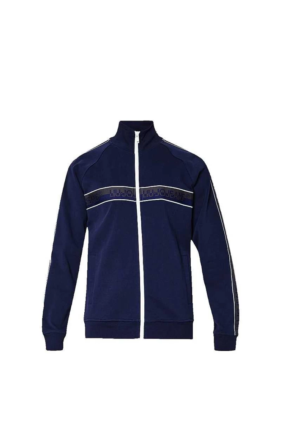 Liu Jo Men's Navy Bomber Sweatshirt - M223P203 Track Jacket Style Casual Pullover