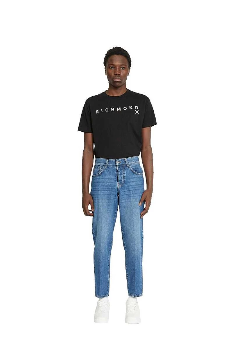 Richmond Men's Medium Blue Denim Jeans - Uma23069Je Washed Comfort Fit for Men