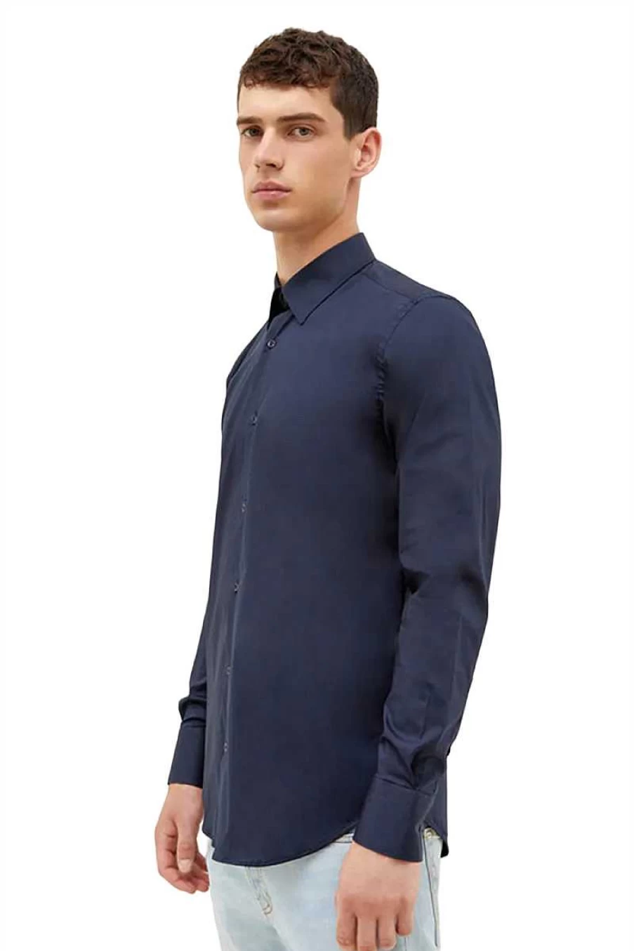 Liu Jo Men's Slim Fit Stretch Shirt M000P201 Milano 701 - Dark Blue Casual Dress Shirt
