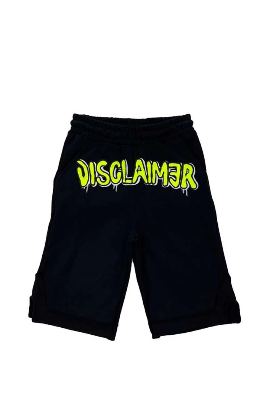 Disclaimer Men's Bermuda Shorts - Black with Fluo Yellow Accents - Style 23Eds53405