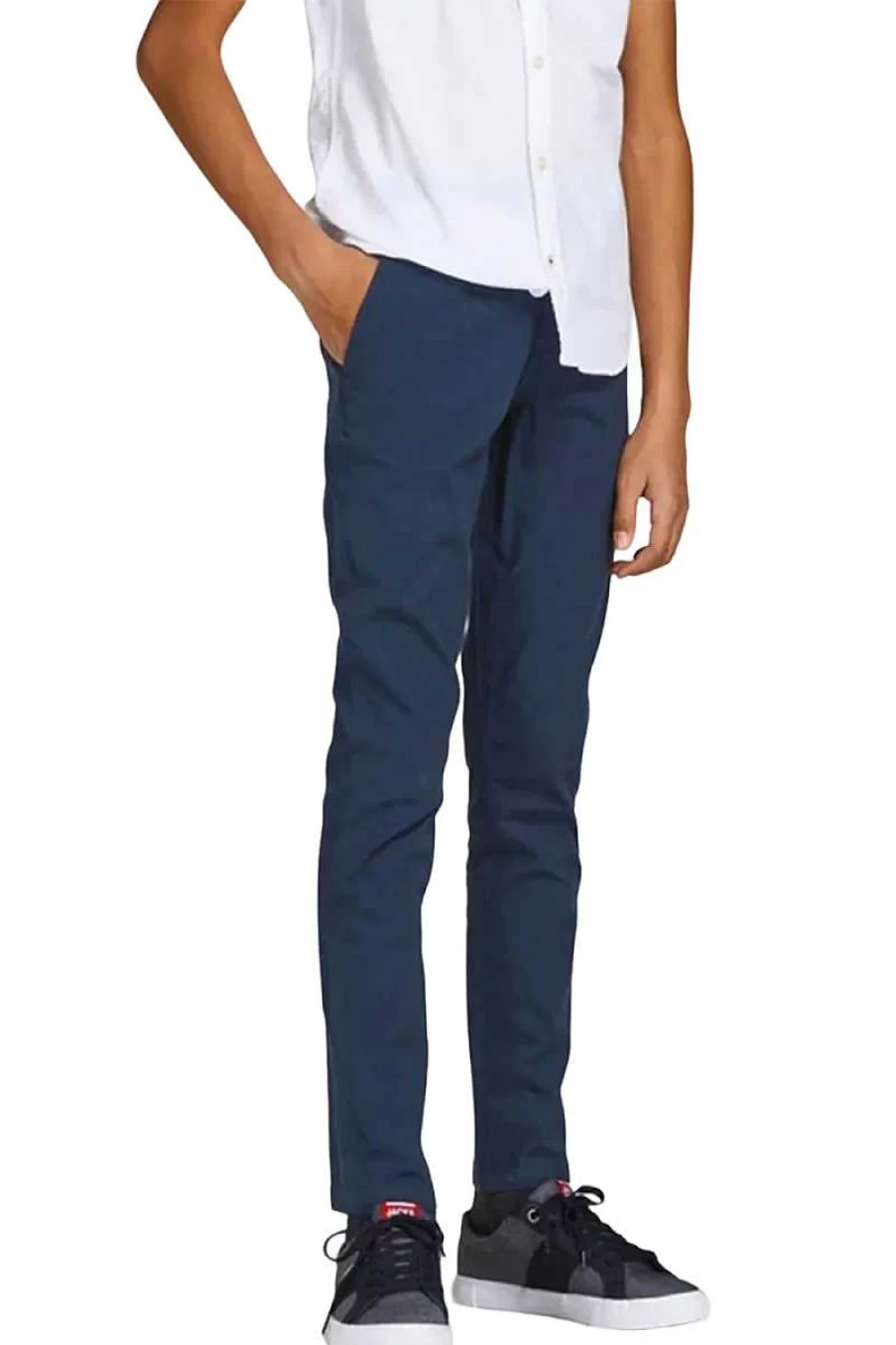 Jack & Jones Boys' Elegant Blue Linen Trousers | Comfortable Summer Pants for Kids