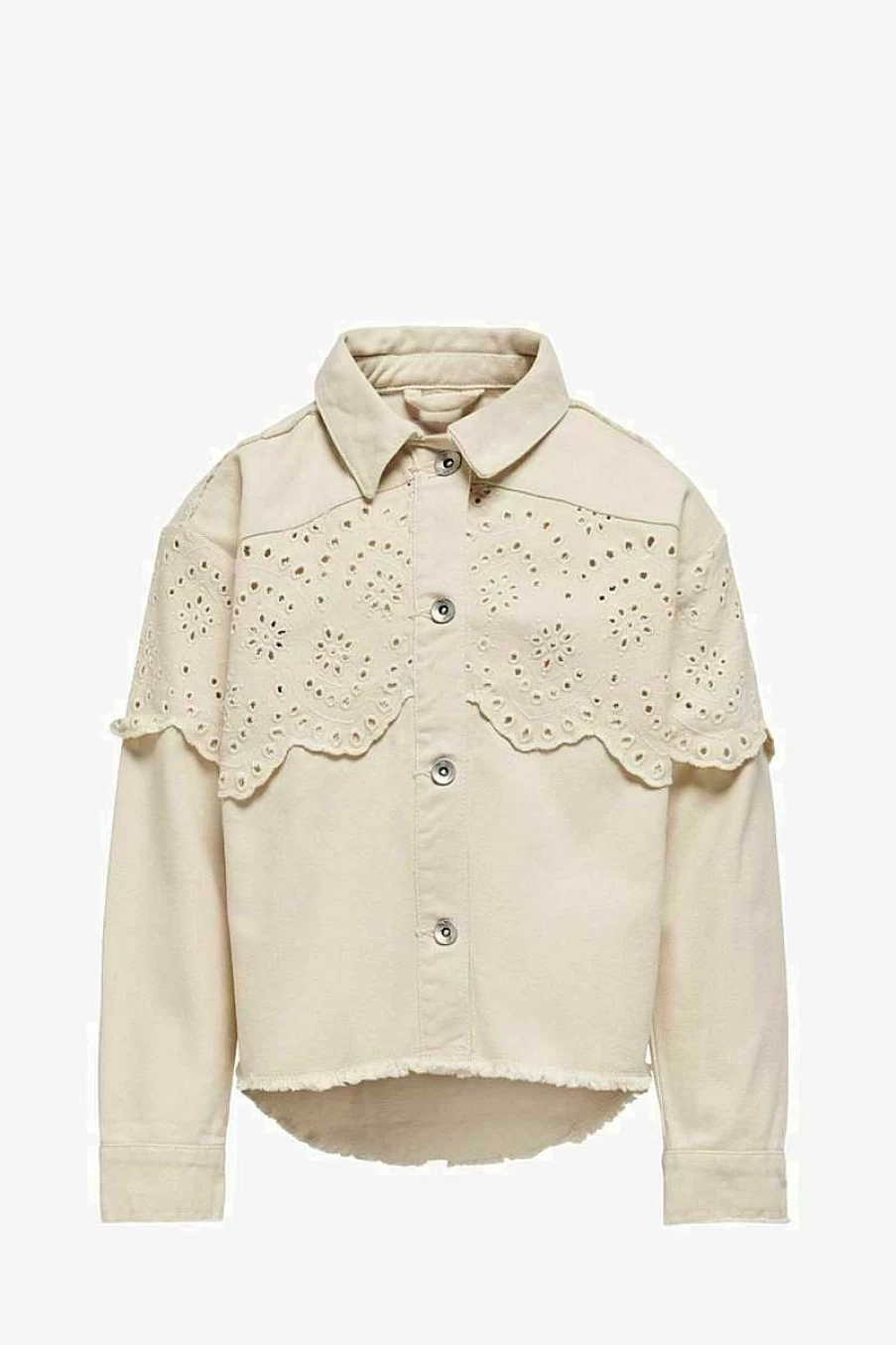 Only Girls' Beige Lace Shirt - Sangallo Style 15227624