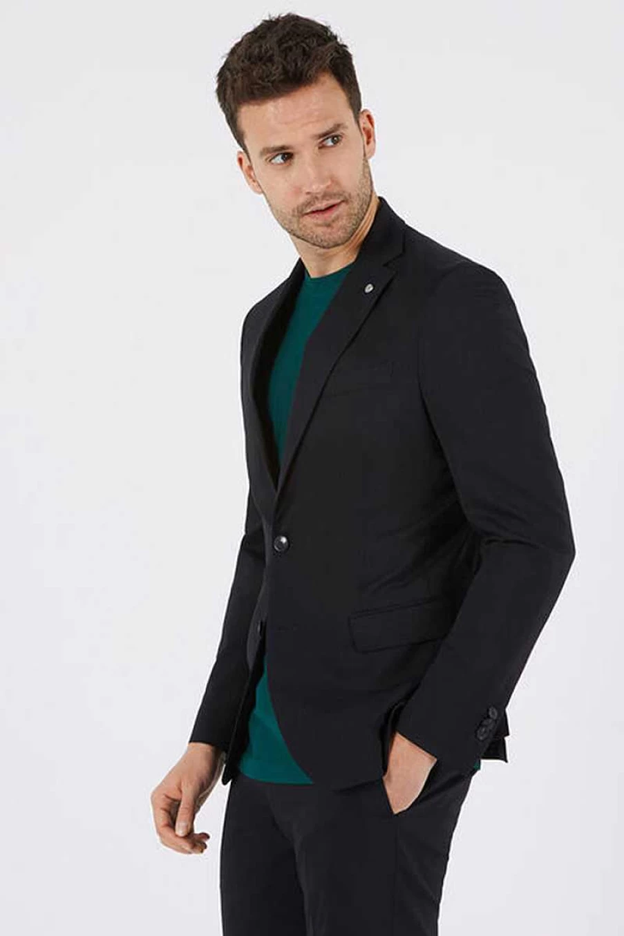 Liu Jo Men's Single-Breasted Jersey Blazer Jacket - M000P102, Black