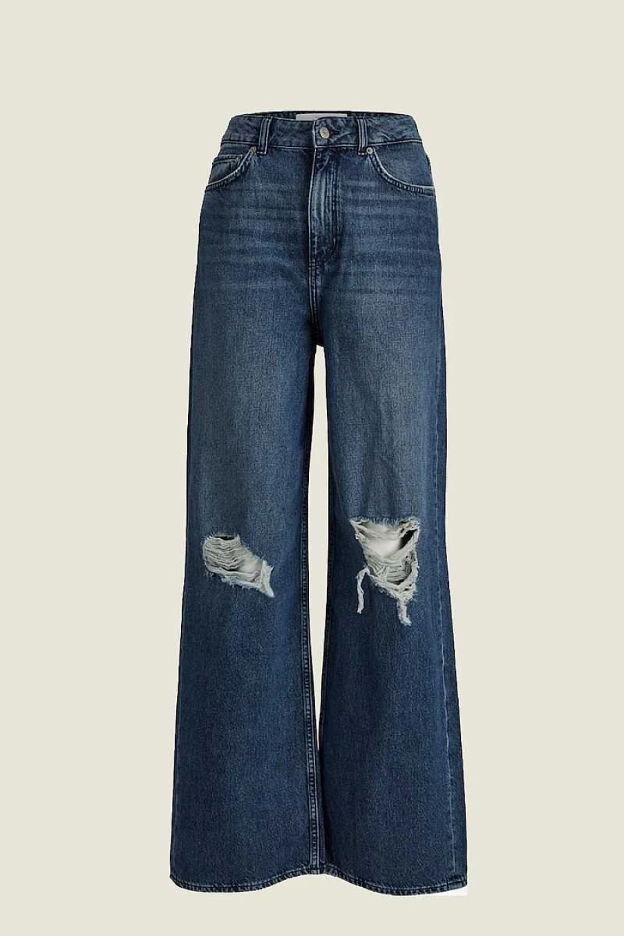 Jjxx Women's Dark Blue Wide Leg Denim Jeans 12203938 Comfortable High Waisted Trendy