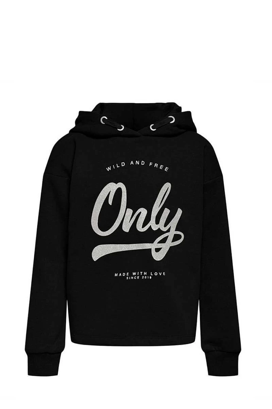 "Only Brand Black Logo Sweatshirt for Girls - Stylish Casual Pullover"