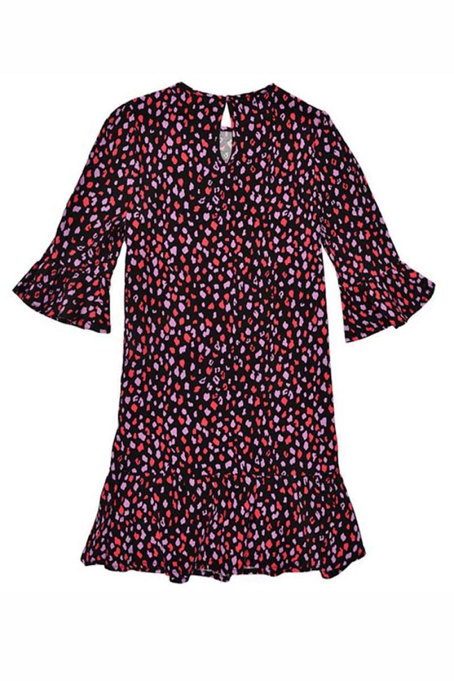 Only Girls Animalier Print Dress in Black, Red, and Purple - Style 15251708