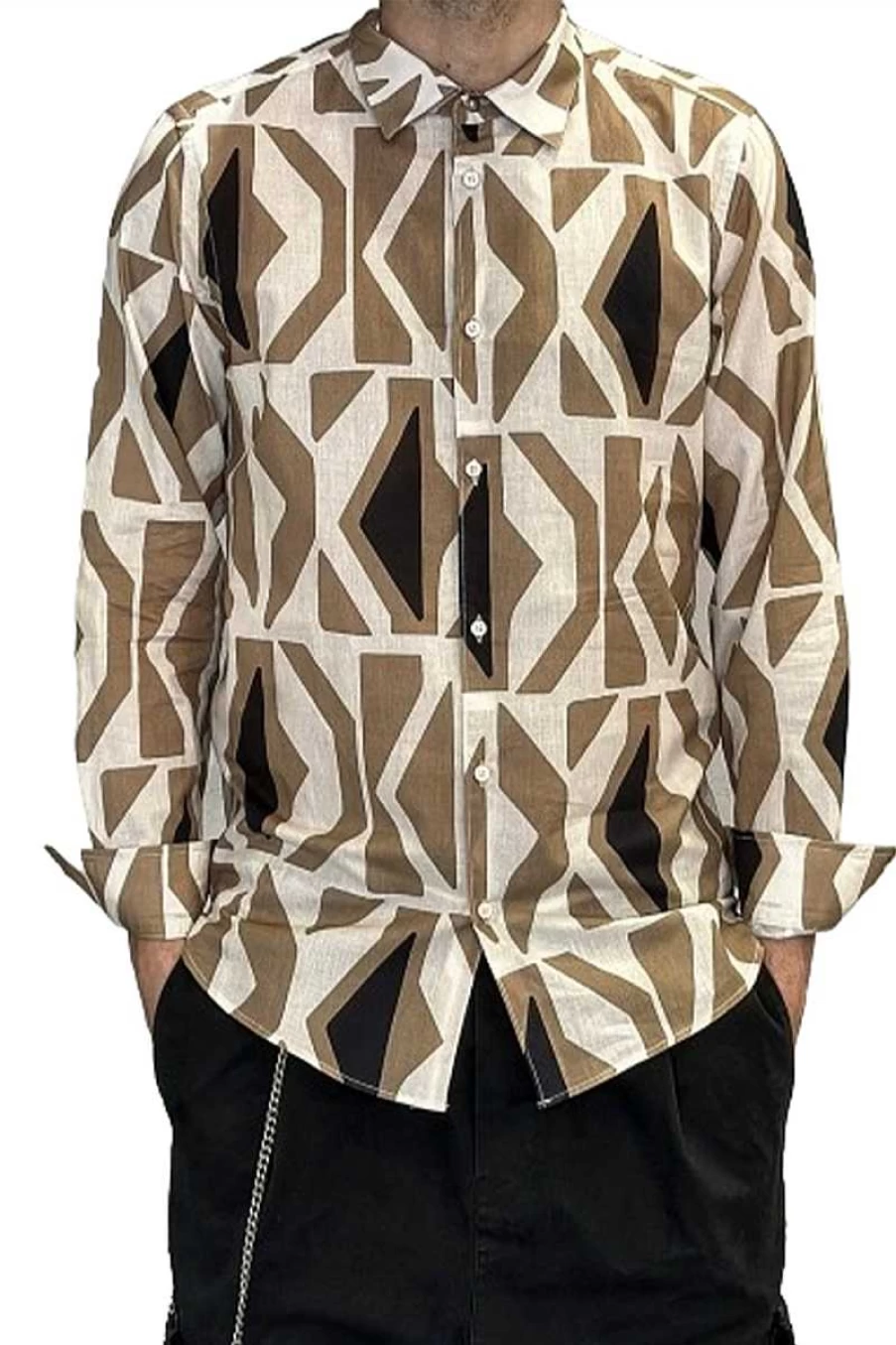 Berna Men's Beige Pattern Casual Shirt M230343 - Stylish & Comfortable Fit