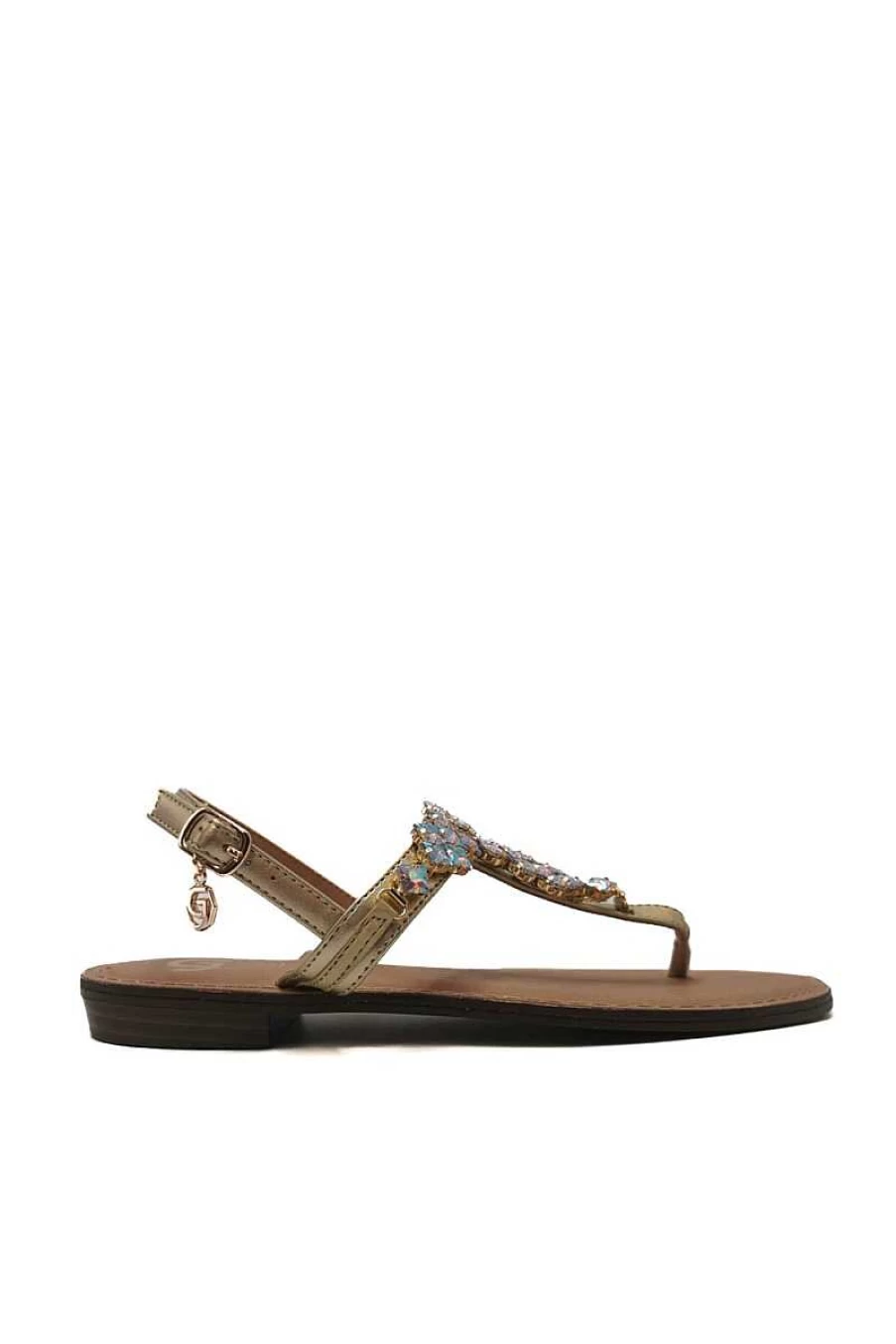Gold&Gold Women's Gl736 Jewel Flip Flops in Gold & Fluorescent Colors