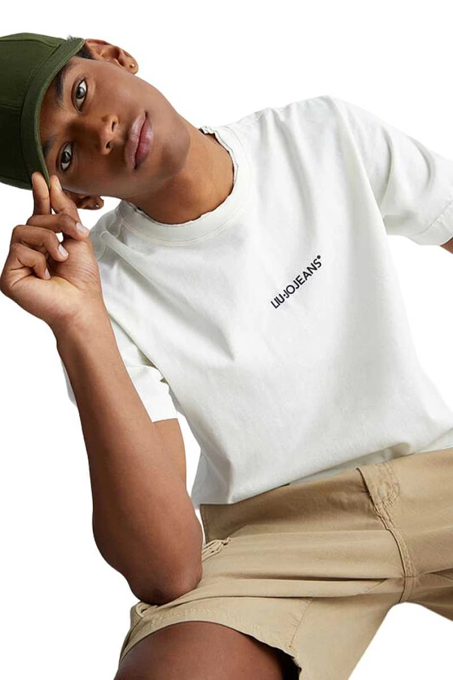 Liu Jo Men's White T-Shirt M123P204 - Classic Washshirt for Men
