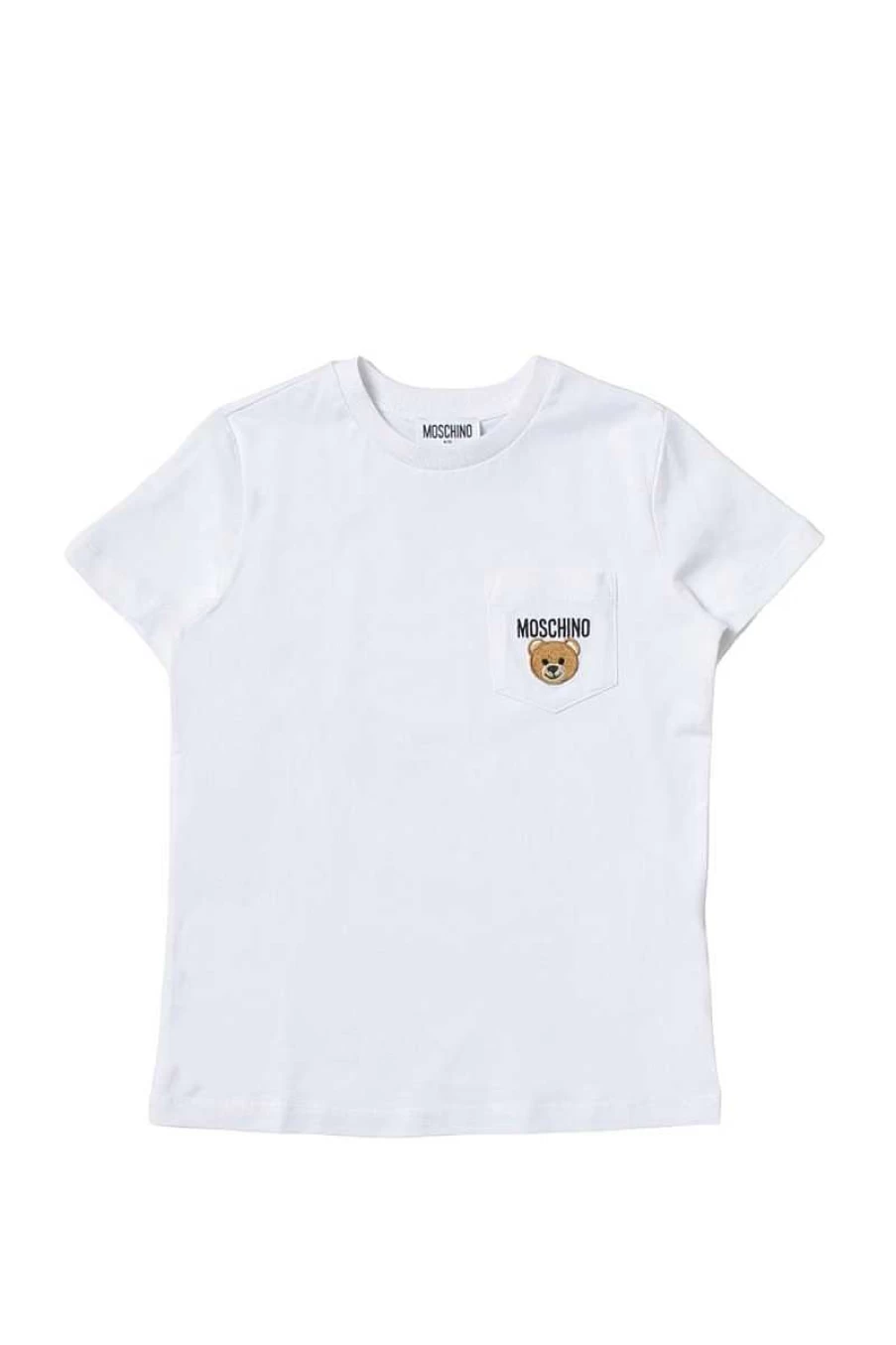 Moschino Bear Pocket T-Shirt for Girls - White Kids Graphic Tee